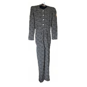 Molly Malloy Vintage Romper 80s 90s Floral Black White Jumpsuit
